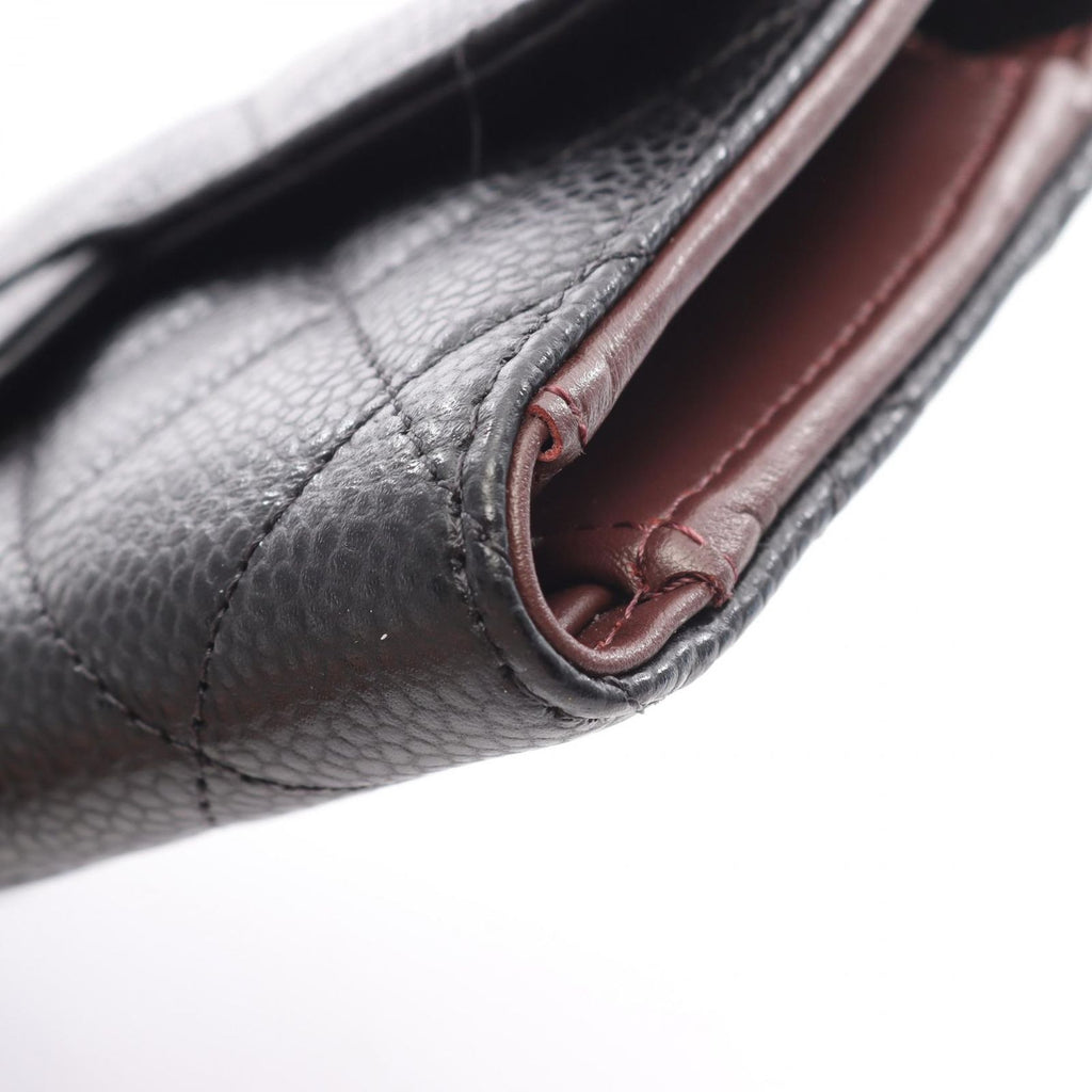 Chanel Trifold Wallet Quilted Black Caviar Leather — view 7