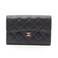 Chanel Trifold Wallet Quilted Black Caviar Leather