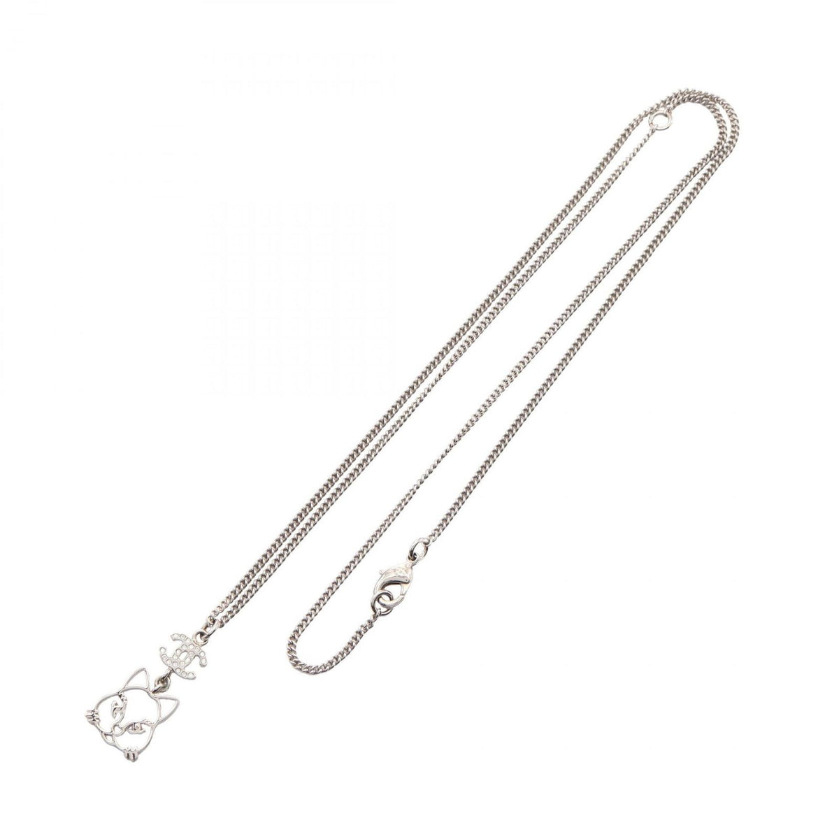 Chanel Necklace CC Logo Cat Silver — view 3