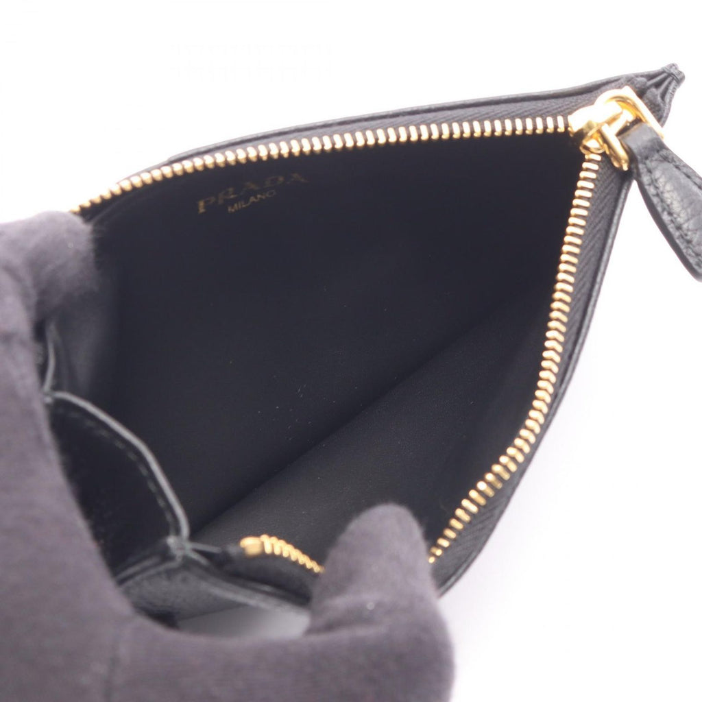 Prada Card Case Black Leather Coin Holder — view 3