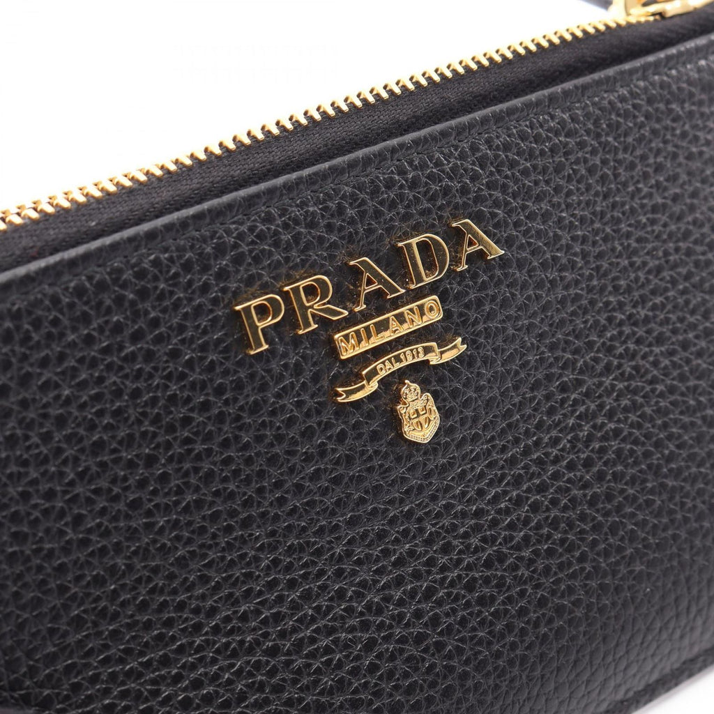 Prada Card Case Black Leather Coin Holder — view 6