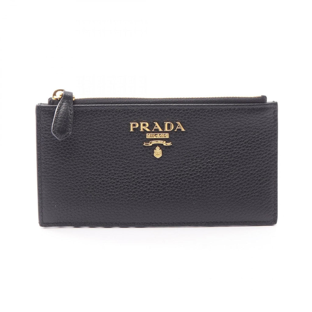 Prada Card Case Black Leather Coin Holder