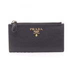 Prada Card Case Black Leather Coin Holder
