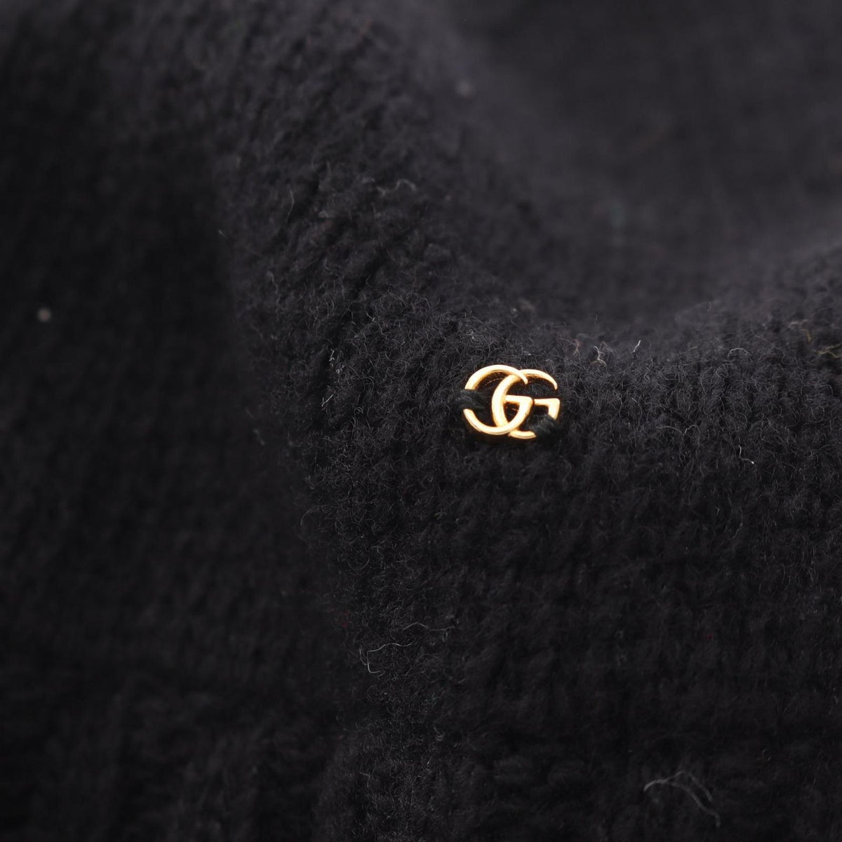 Gucci Knit Cap Double G Black Wool with Scarf Hat — view 6
