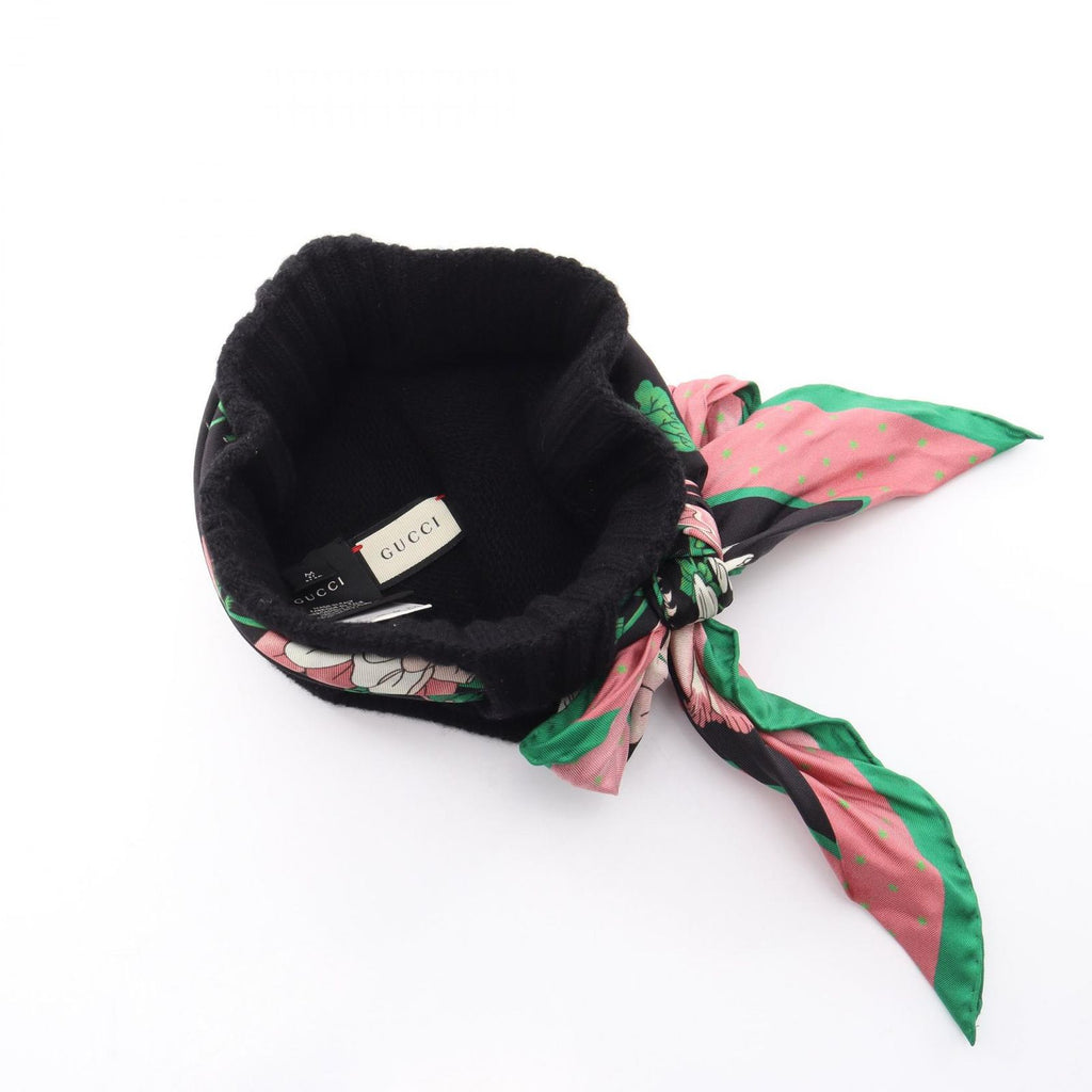 Gucci Knit Cap Double G Black Wool with Scarf Hat — view 3