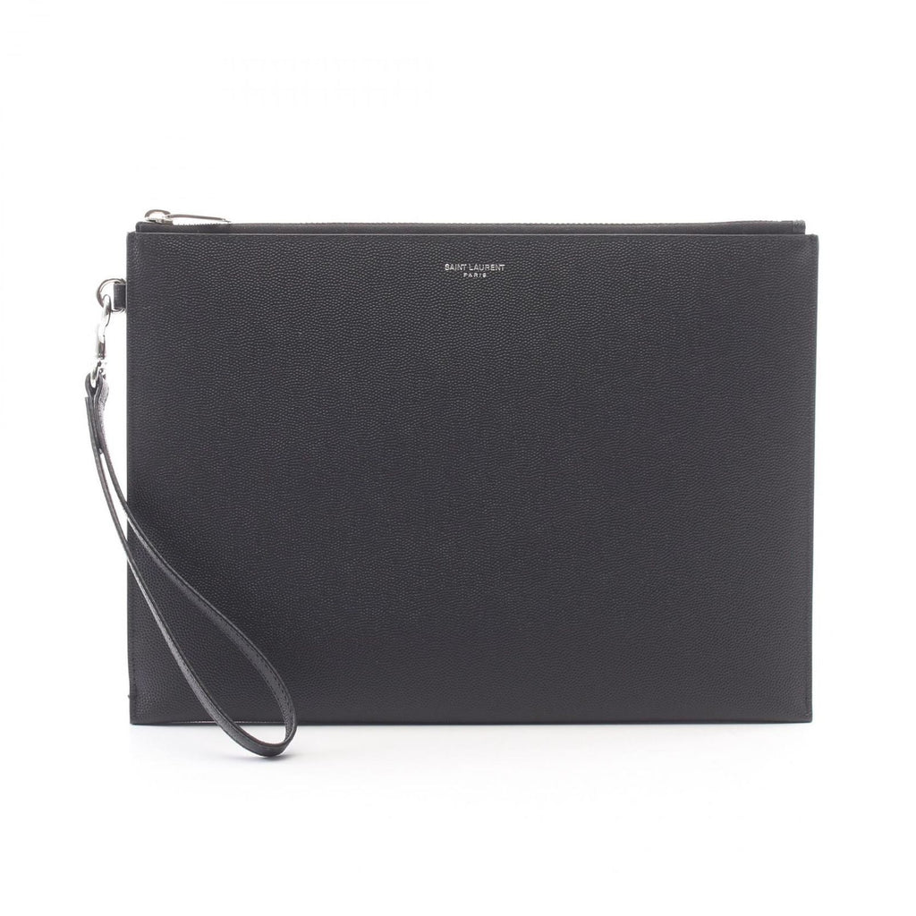 Saint Laurent Paris Clutch Zip Tablet Holder Black Leather