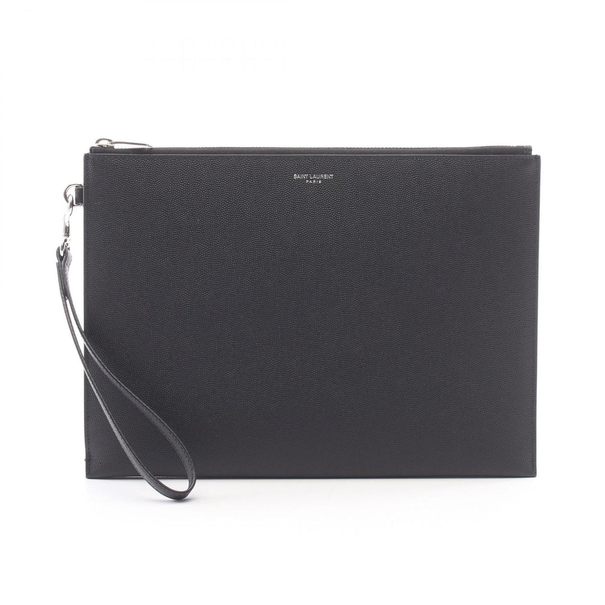 Saint Laurent Paris Clutch Zip Tablet Holder Black Leather