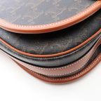 Celine Shoulder Bag Large Strap Folco Triomphe Black Brown Leather — view 6