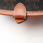 Celine Shoulder Bag Large Strap Folco Triomphe Black Brown Leather — view 5