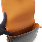 Celine Shoulder Bag Large Strap Folco Triomphe Black Brown Leather — view 7