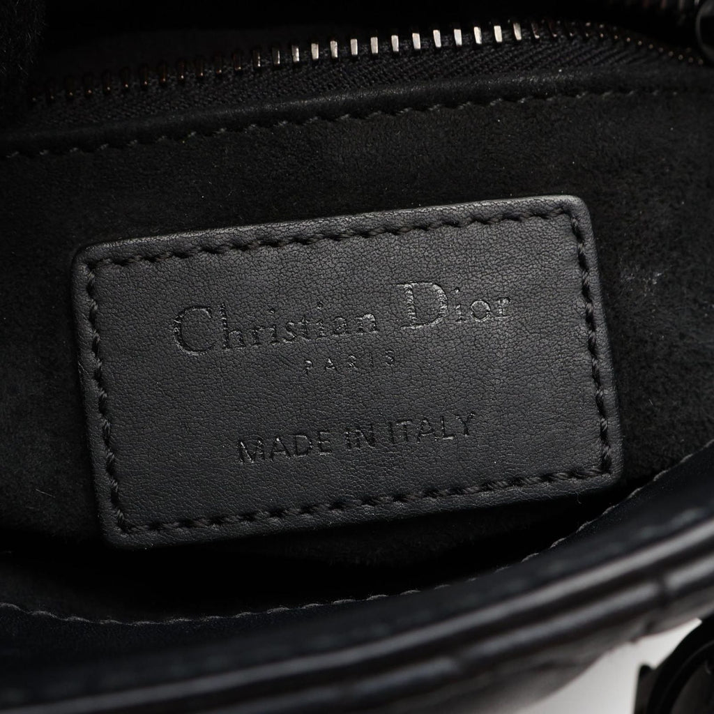 Dior Handbag Lady Dior Mini Cannage 2-Way So Black Leather Tote — view 4