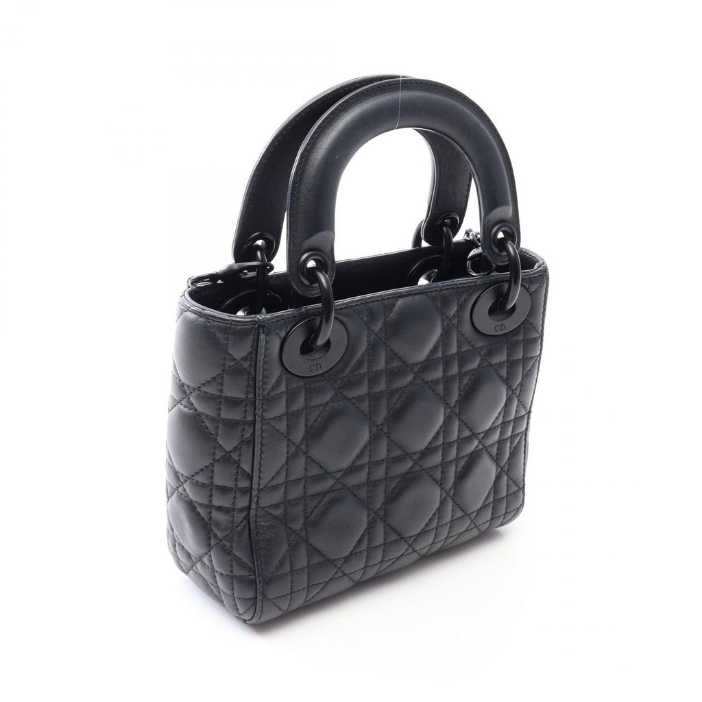 Dior Handbag Lady Dior Mini Cannage 2-Way So Black Leather Tote — view 2