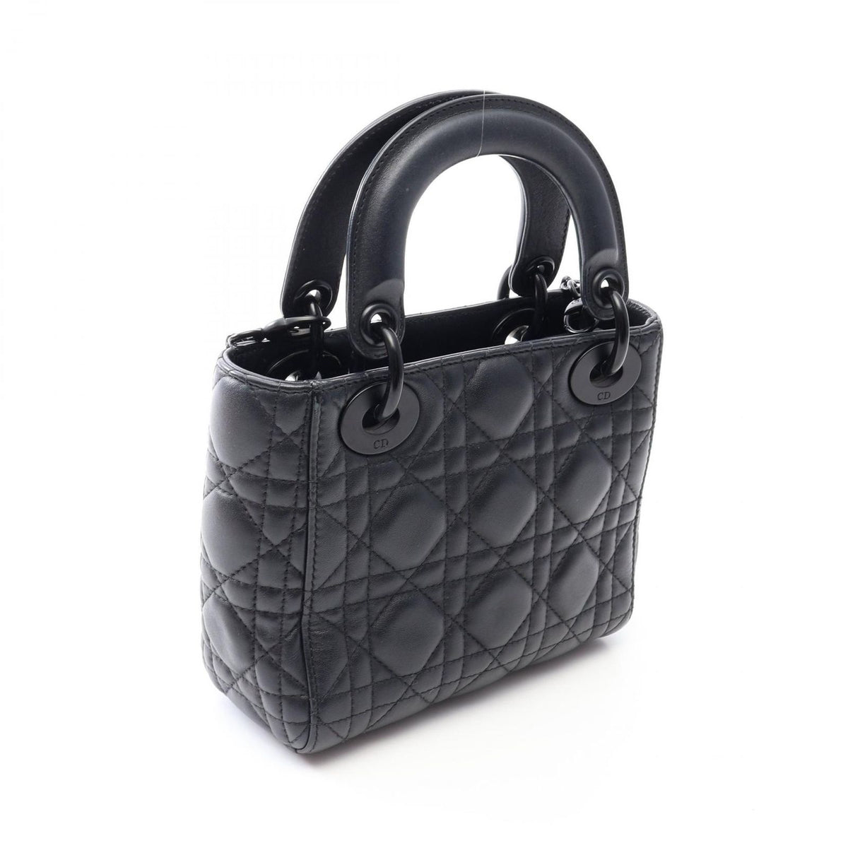 Dior Handbag Lady Dior Mini Cannage 2-Way So Black Leather Tote — view 2