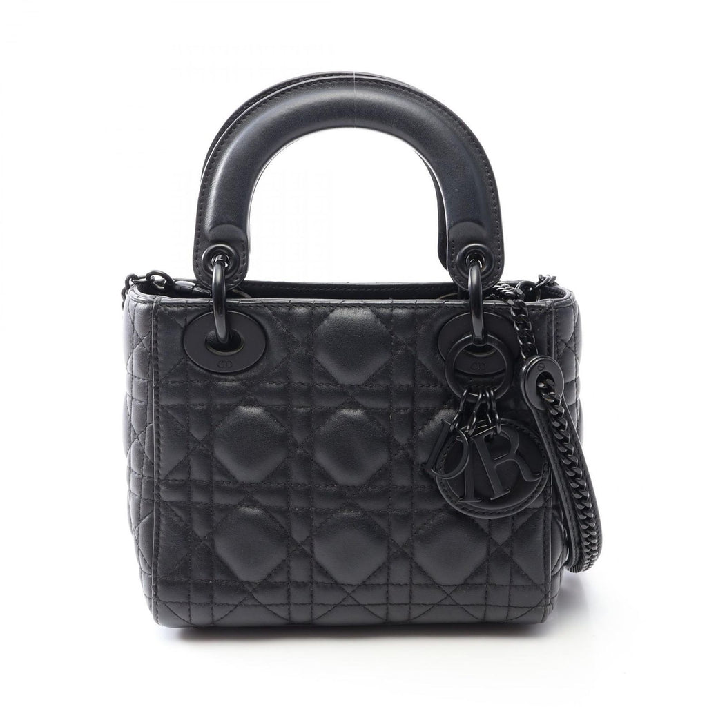Dior Handbag Lady Dior Mini Cannage 2-Way So Black Leather Tote