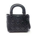 Dior Handbag Lady Dior Mini Cannage 2-Way So Black Leather Tote