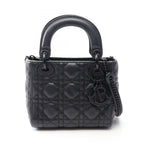 Dior Handbag Lady Dior Mini Cannage 2-Way So Black Leather Tote