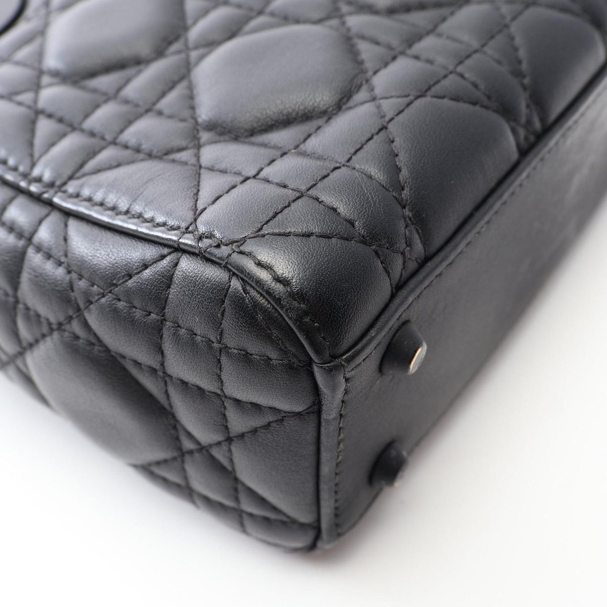 Dior Handbag Lady Dior Mini Cannage 2-Way So Black Leather Tote — view 8