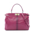 Fendi Handbag Peekaboo Regular 2-Way Purple Leather