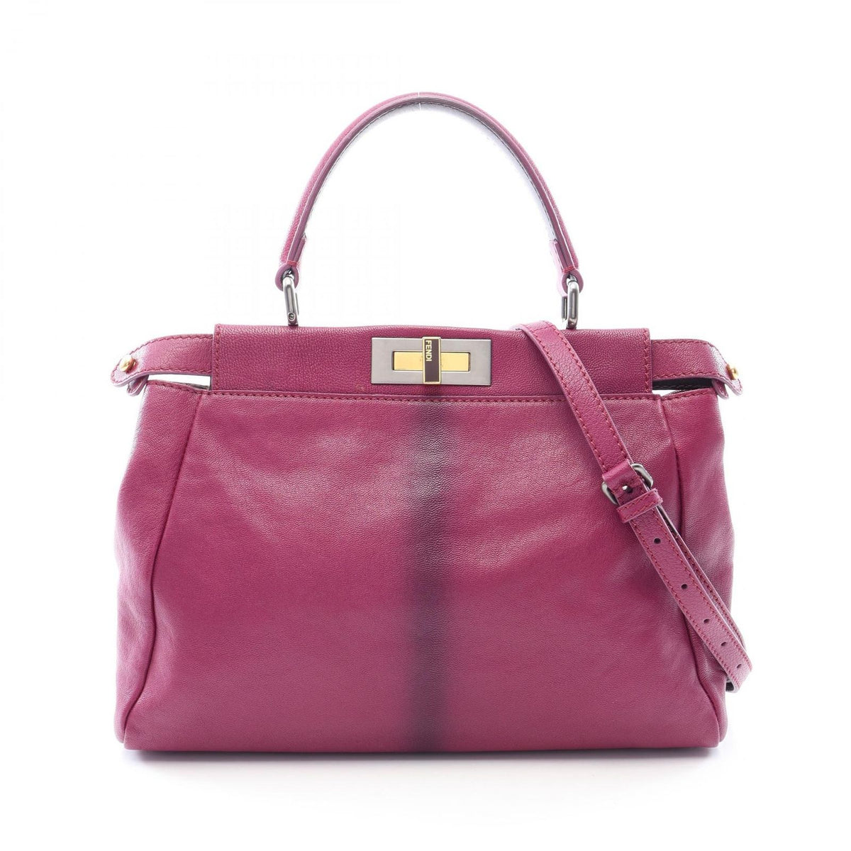 Fendi Handbag Peekaboo Regular 2-Way Purple Leather