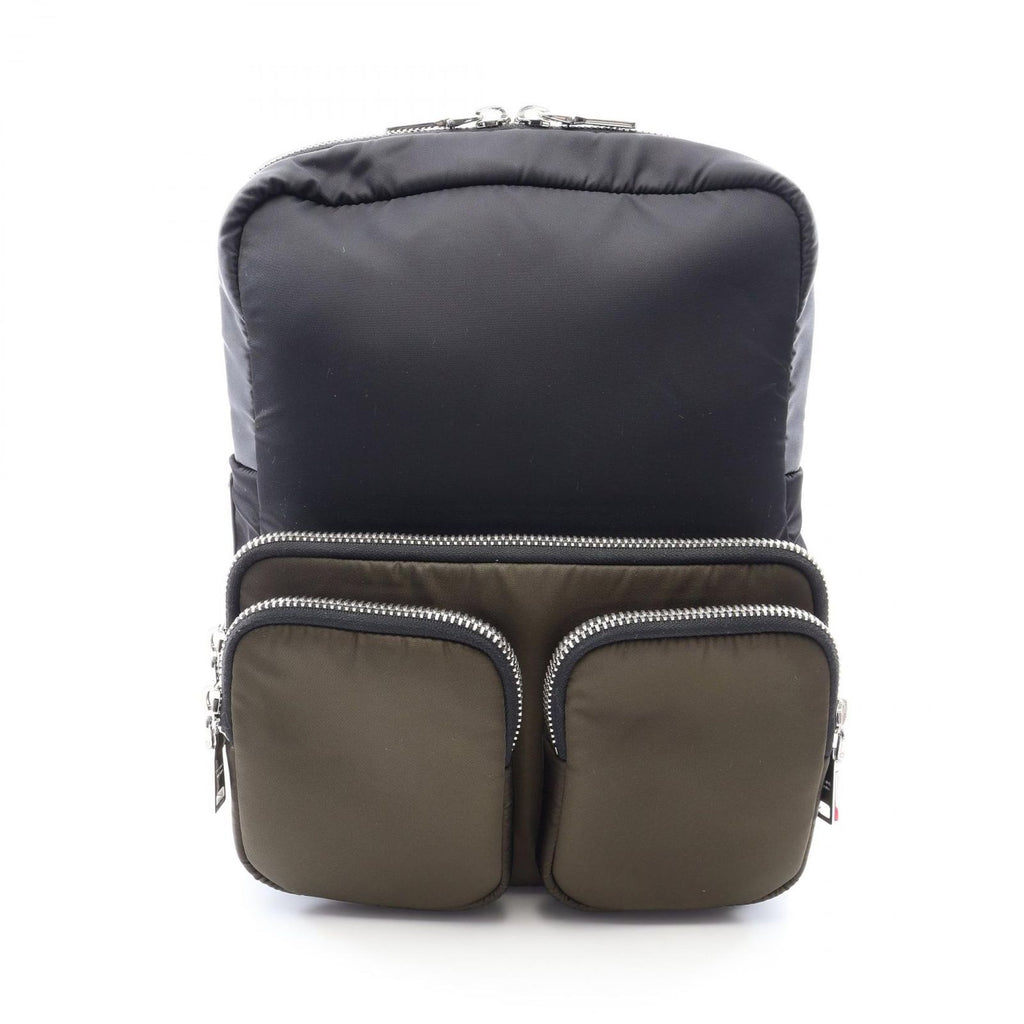 Prada Backpack 018 Black Dark Khaki Nylon Pocket