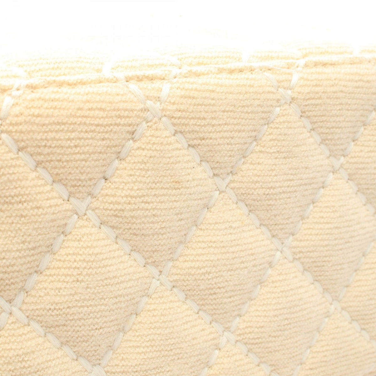 Chanel Handbag Wild Stitch Cream Canvas Quilted Chain Handle Vanity Bag — view 7