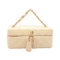 Chanel Handbag Wild Stitch Cream Canvas Quilted Chain Handle Vanity Bag