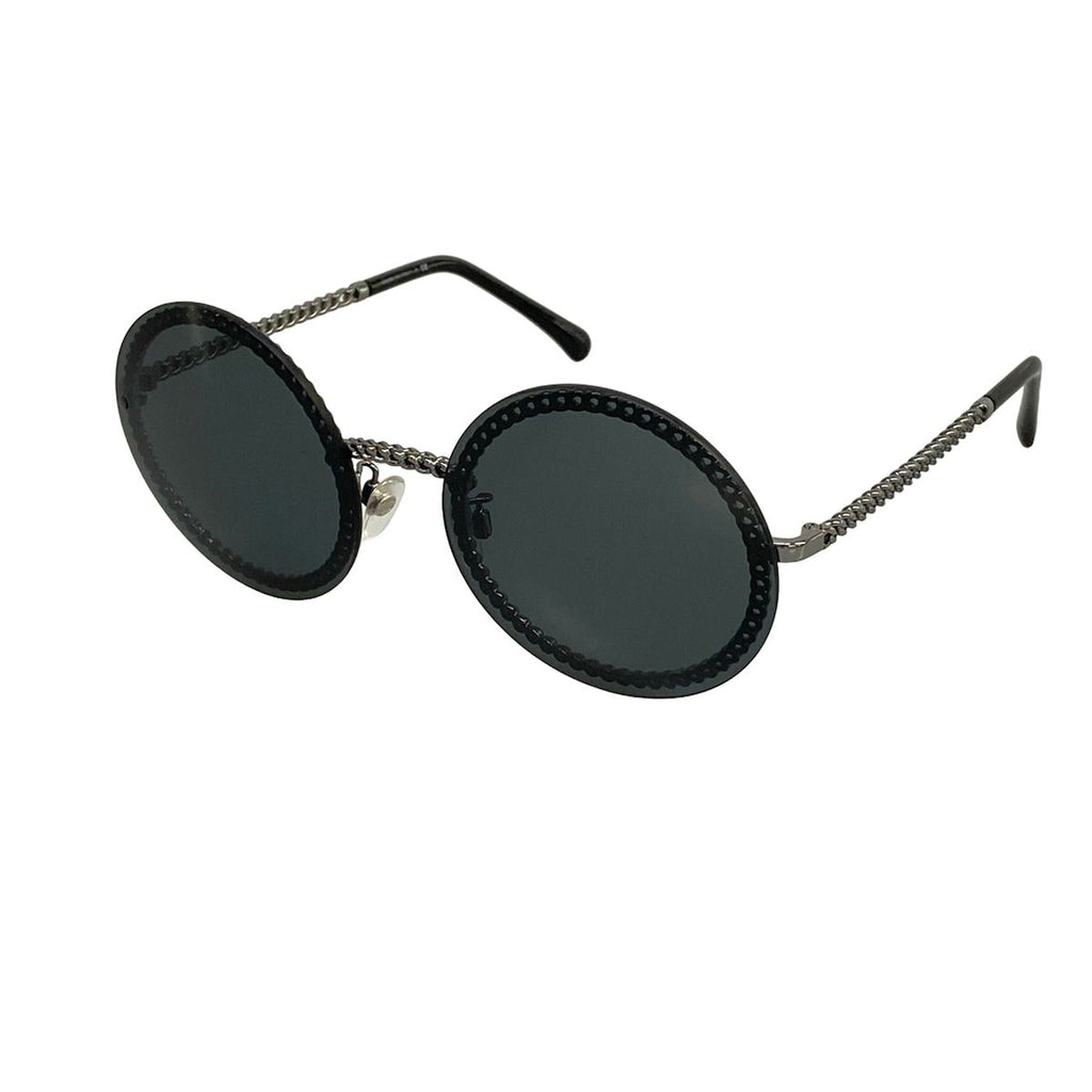 Chanel Sunglasses Black Silver Chain Removable Eyewear
