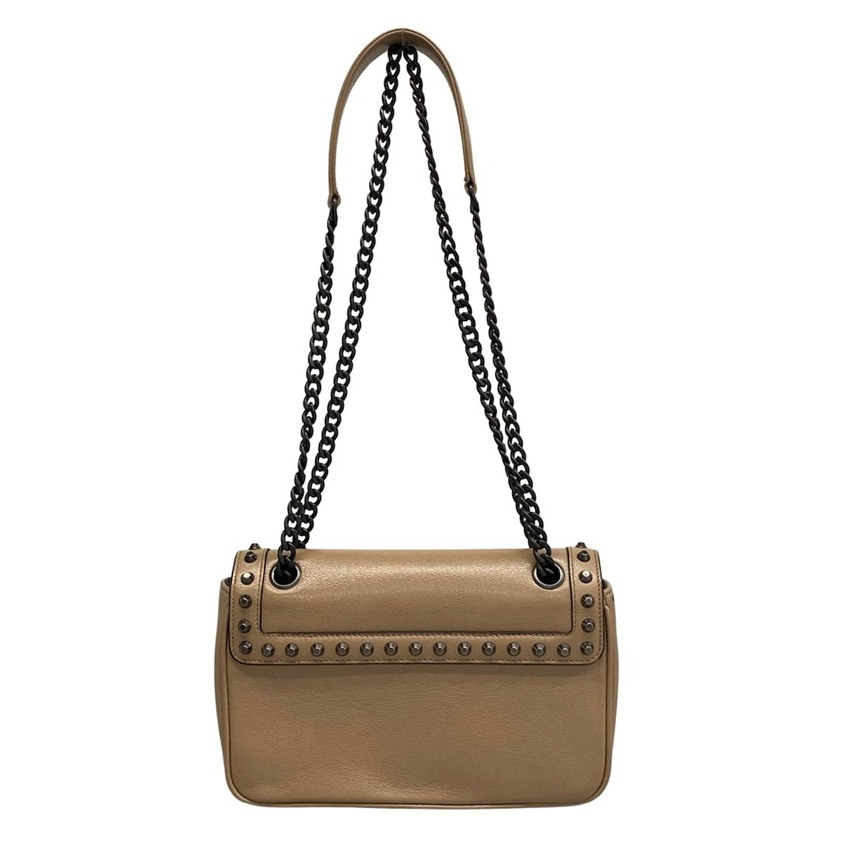 Prada Shoulder Bag Pink Beige Chain Studs Leather — view 3