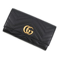 Gucci Wallet GG Marmont Double G Continental Leather Black