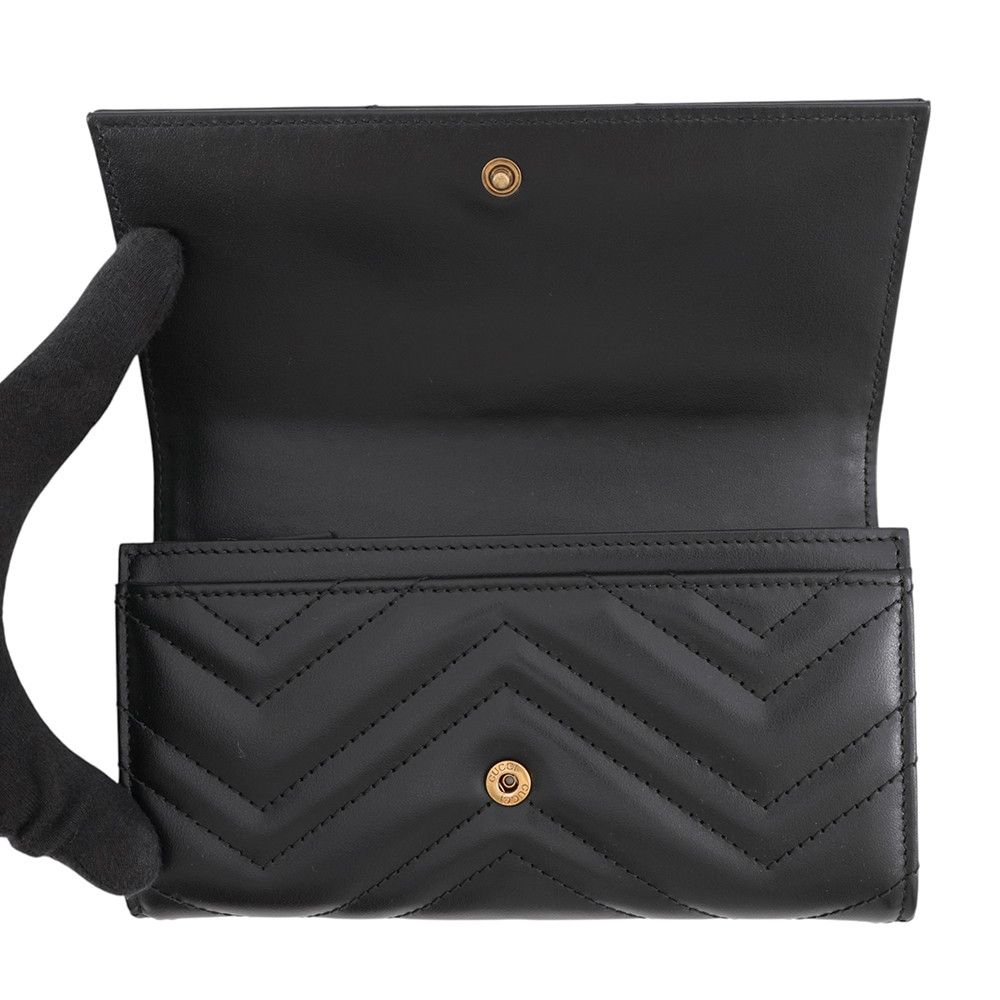 Gucci Wallet GG Marmont Double G Continental Leather Black — view 4