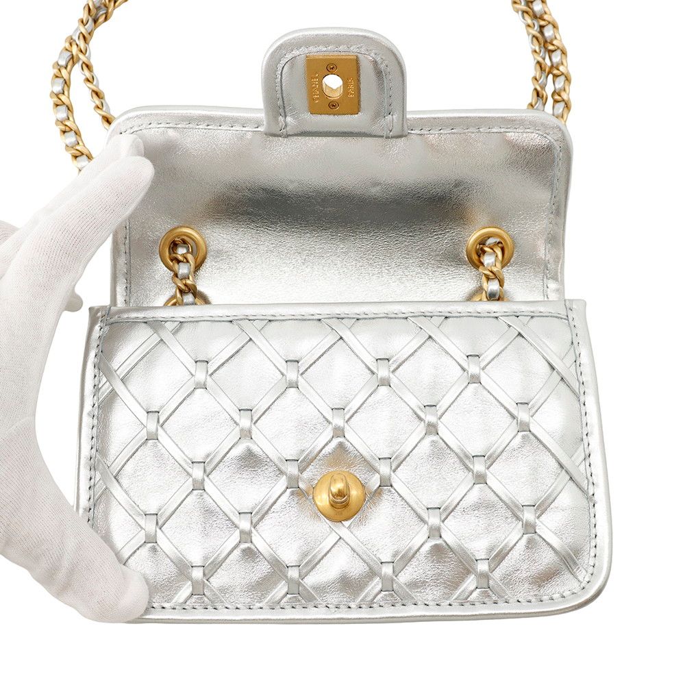 Chanel Chain Shoulder Bag Mini Flap CC Logo Calfskin — view 6
