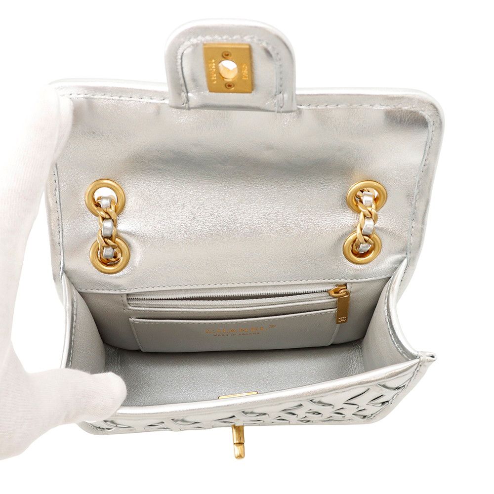 Chanel Chain Shoulder Bag Mini Flap CC Logo Calfskin — view 7