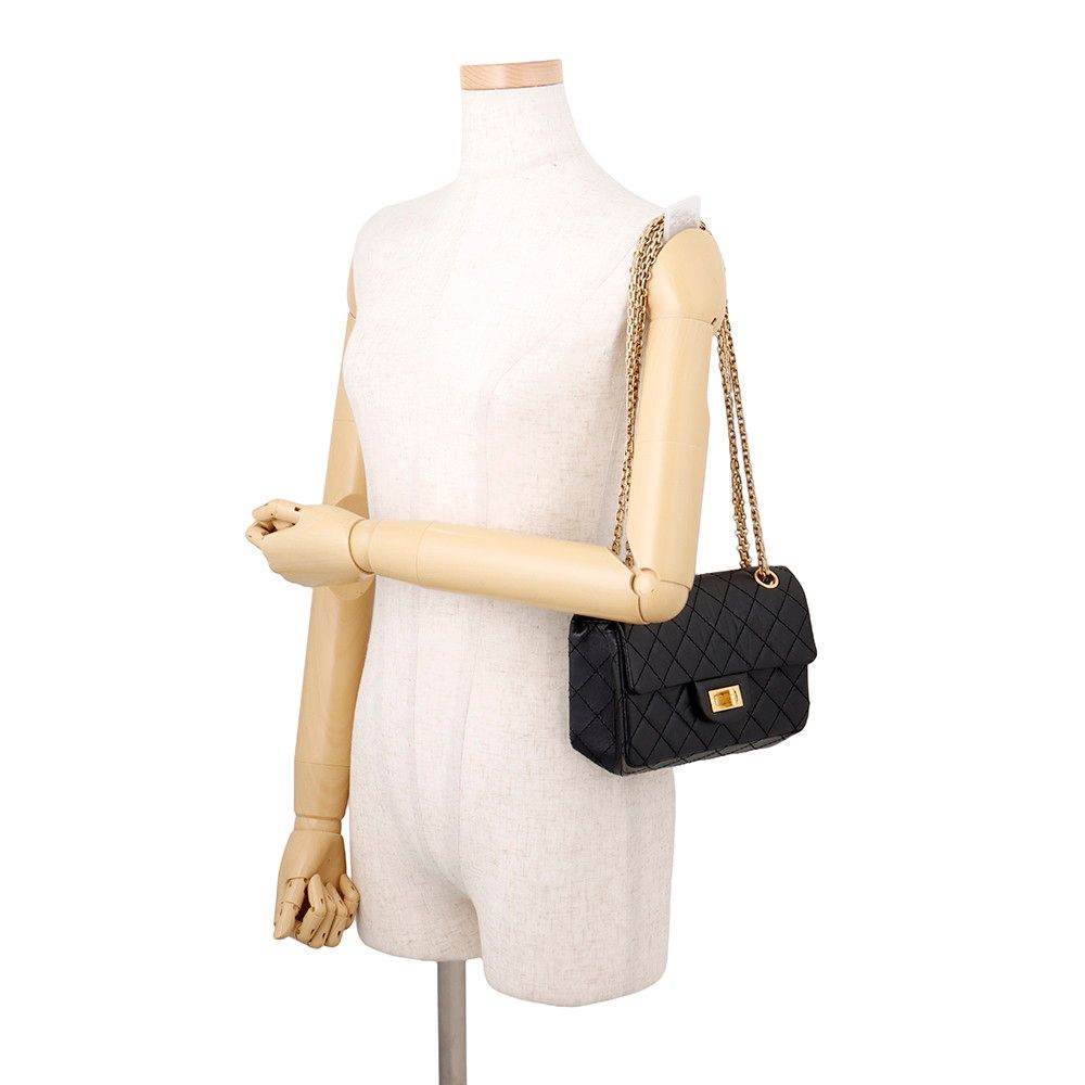 Chanel Chain Shoulder Bag Quilted 2.55 Mini Aged Calfskin Black — view 4