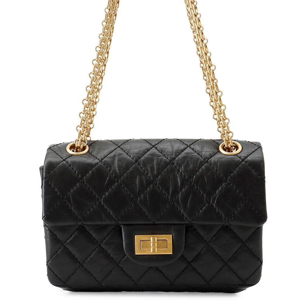 Chanel Chain Shoulder Bag Quilted 2.55 Mini Aged Calfskin Black