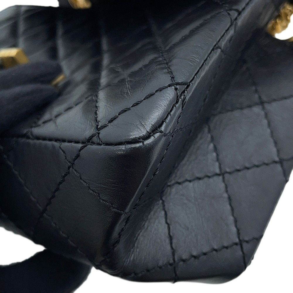 Chanel Chain Shoulder Bag Quilted 2.55 Mini Aged Calfskin Black — view 8