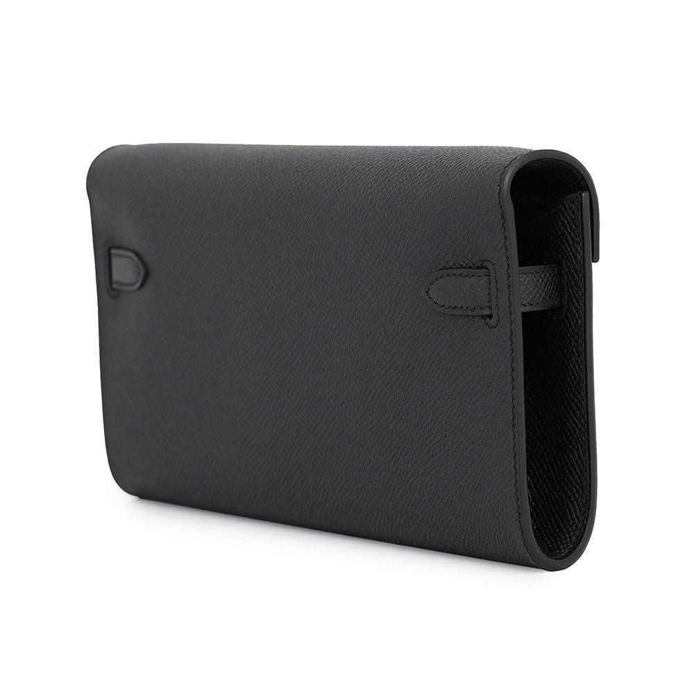 Hermes Kelly Wallet Long to Go Black Gold Epsom — view 2