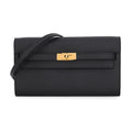 Hermes Kelly Wallet Long to Go Black Gold Epsom