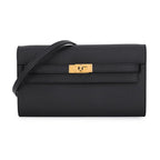 Hermes Kelly Wallet Long to Go Black Gold Epsom