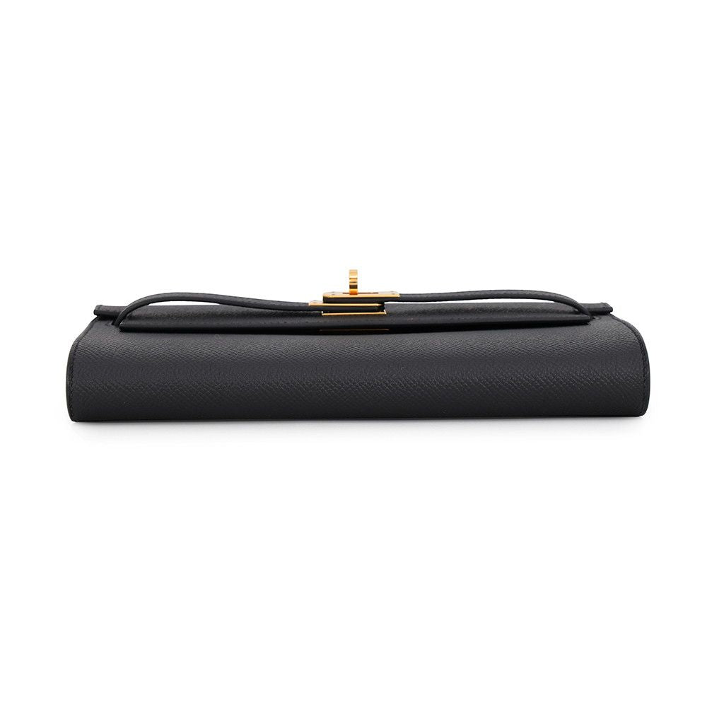 Hermes Kelly Wallet Long to Go Black Gold Epsom — view 3