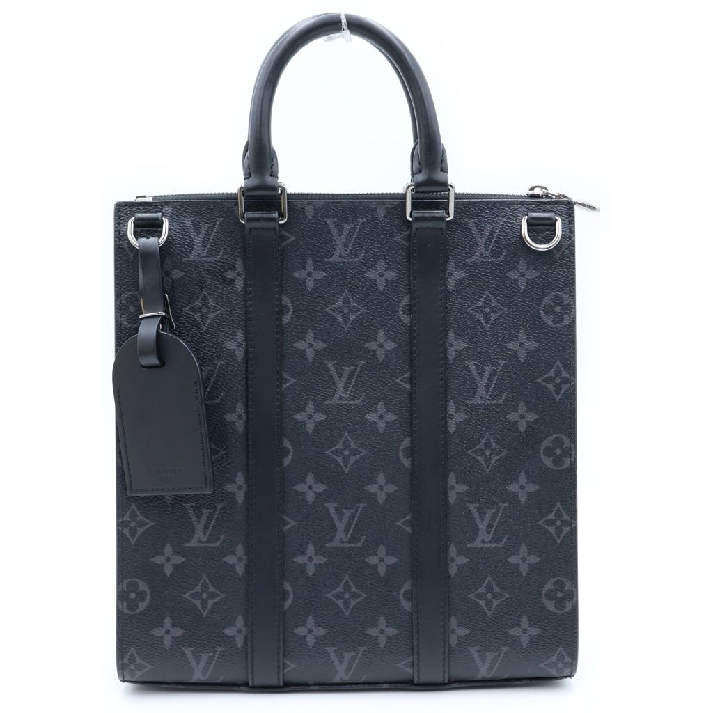 Louis Vuitton Monogram Eclipse Sac Plat Cross Hand Tote 2-Way Shoulder Bag Black
