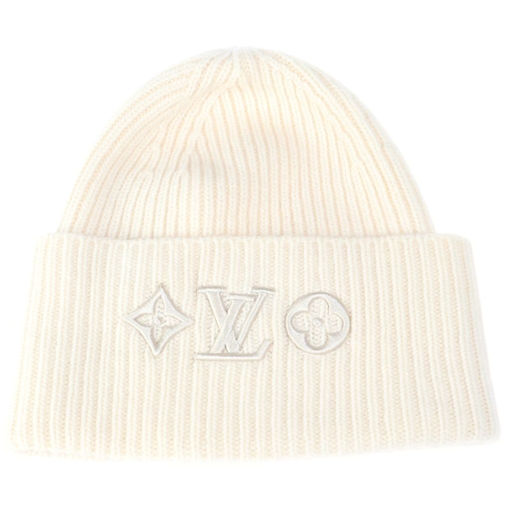 Louis Vuitton Beanie LV Head Line Wool Knit Cap Hat S Blanc Ivory White