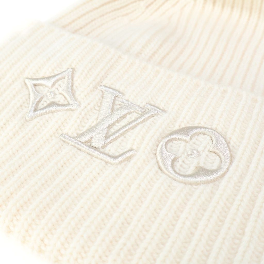 Louis Vuitton Beanie LV Head Line Wool Knit Cap Hat S Blanc Ivory White — view 6