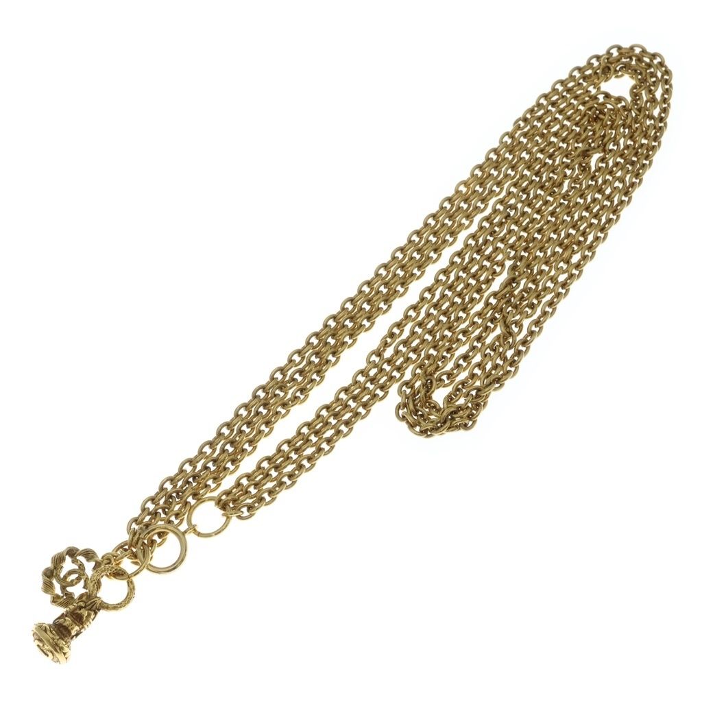 Chanel Vintage CC Logo Bell Pendant Chain Gold — view 2