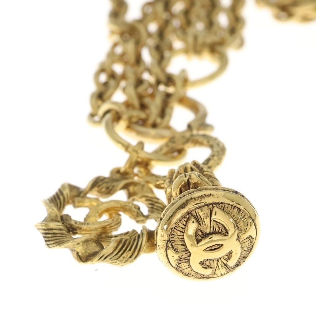 Chanel Vintage CC Logo Bell Pendant Chain Gold — view 3