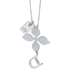 Dior White Flower Motif D Logo Charm Pendant Chain Silver Pink — view 3