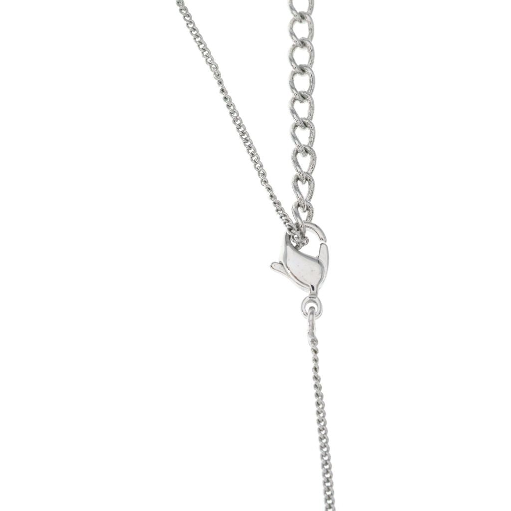 Dior White Flower Motif D Logo Charm Pendant Chain Silver Pink — view 5