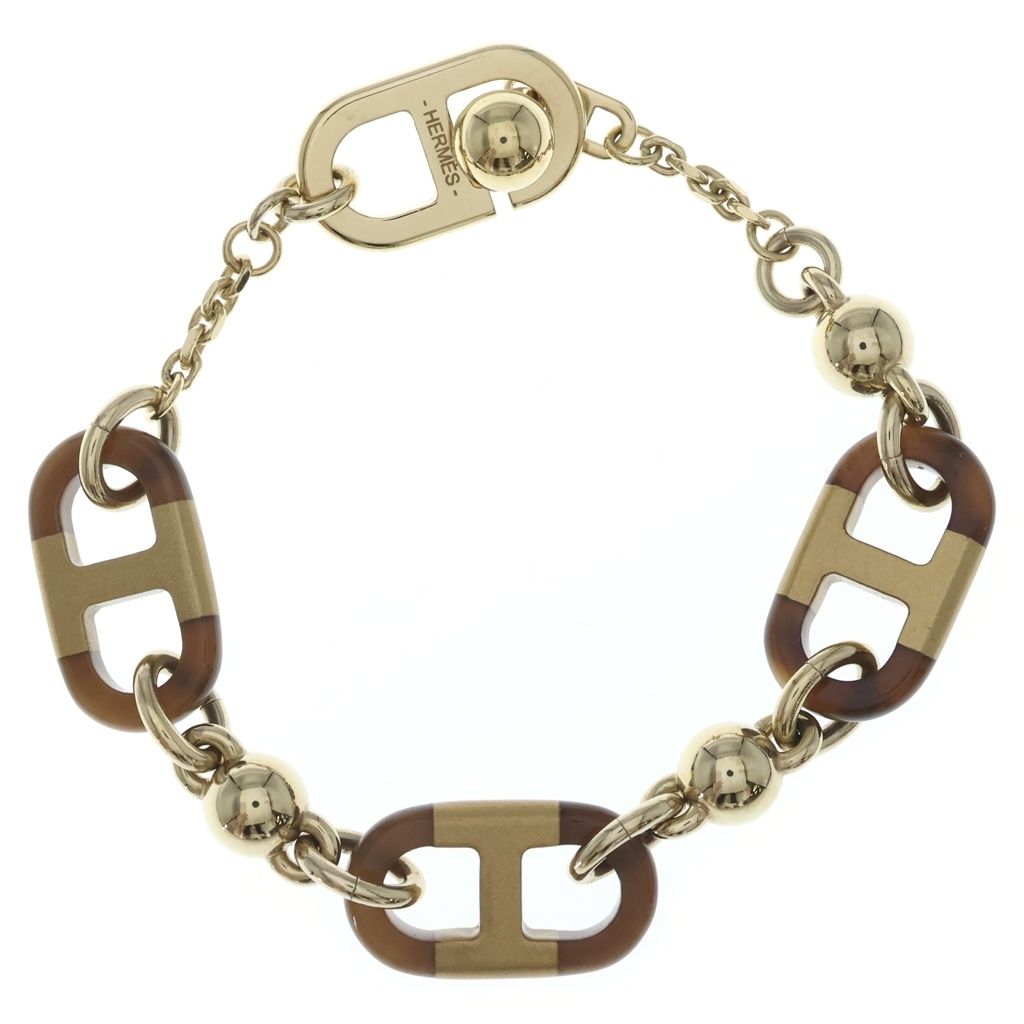Hermes Sur Mer PM Bracelet Buffalo Horn Metal Gold Brown