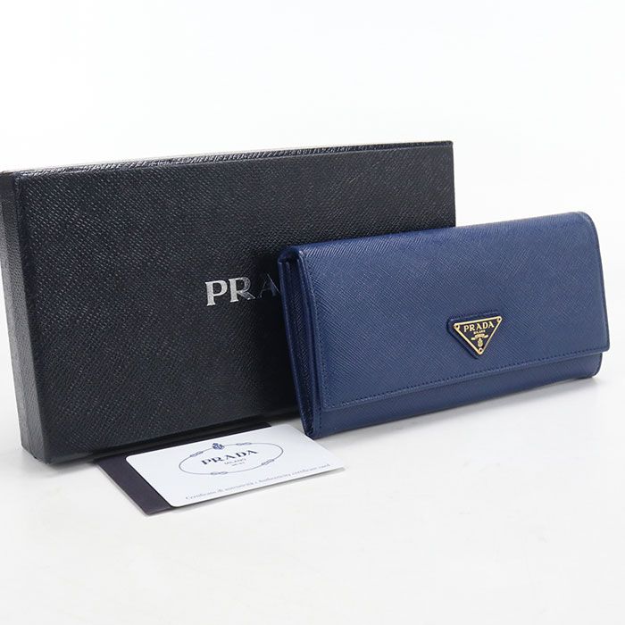Prada Saffiano Triangle Wallet Bifold Leather