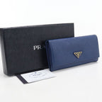 Prada Saffiano Triangle Wallet Bifold Leather