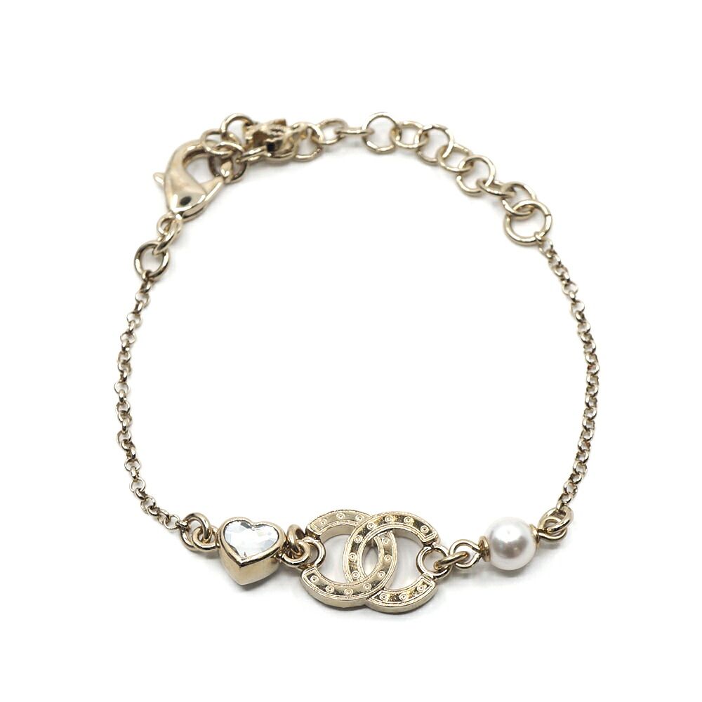 Chanel 25B Bracelet CC Logo Pearl Metal Gold — view 2